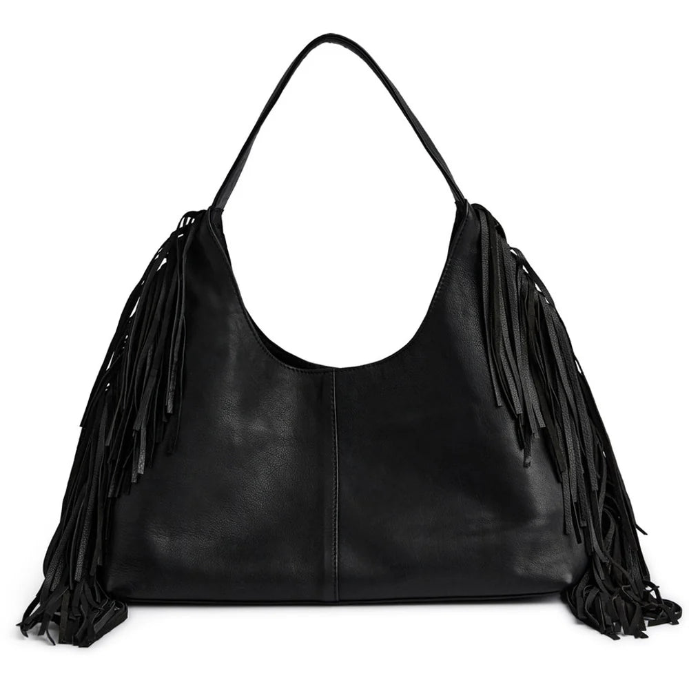 DEPECHE. - Shoulderbag with fringes - Black (Nero)