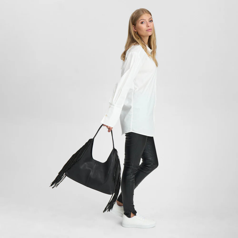 DEPECHE. - Shoulderbag with fringes - Black (Nero)