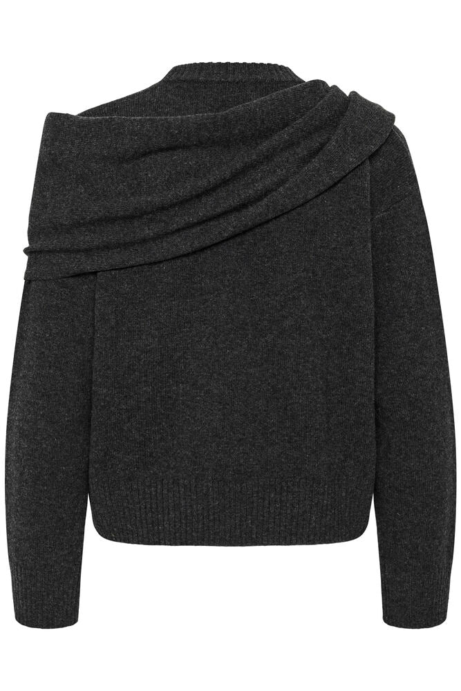 My Essential Wardrobe - MWTracy Knit Scarf Pullover - Dark Grey Melange