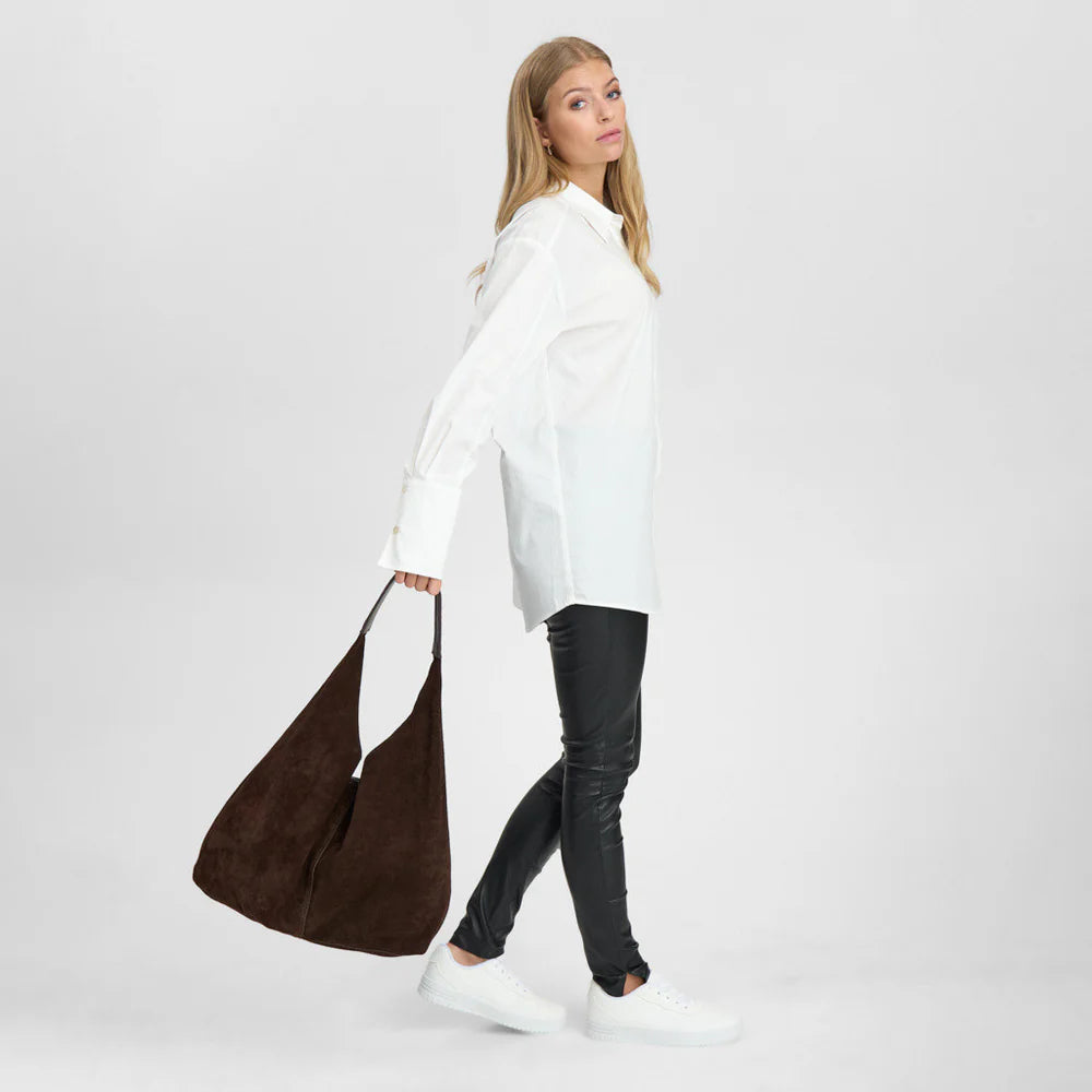 DEPECHE. - Suede shopper - Chocolate
