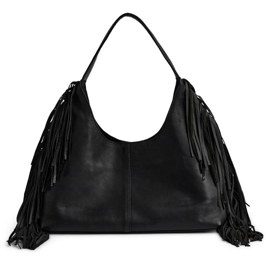 DEPECHE. - Shoulderbag with fringes - Black (Nero)