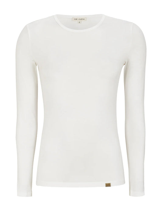 Esmé Studios - ESPenelope LS O-neck Slim T-shirt - White