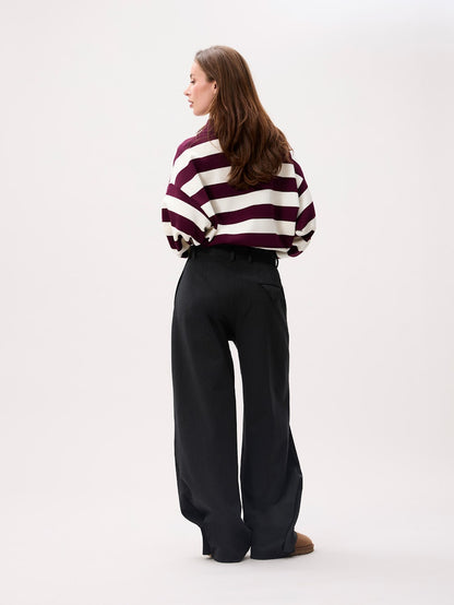 CATWALK JUNKIE. - Barrel Fit Tailored Trousers - Dark Grey Melange