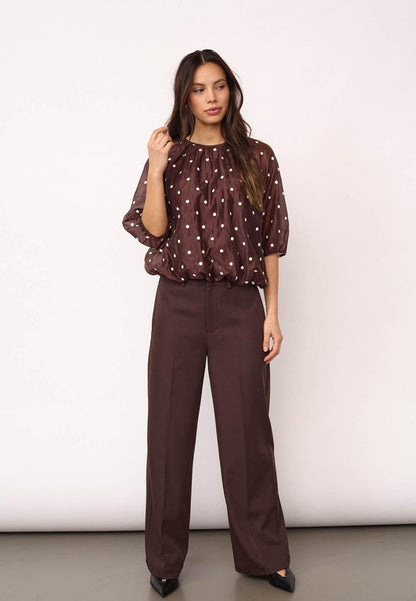 Co’Couture - DitaCC Dot Balloon Blouse - Dark Brown