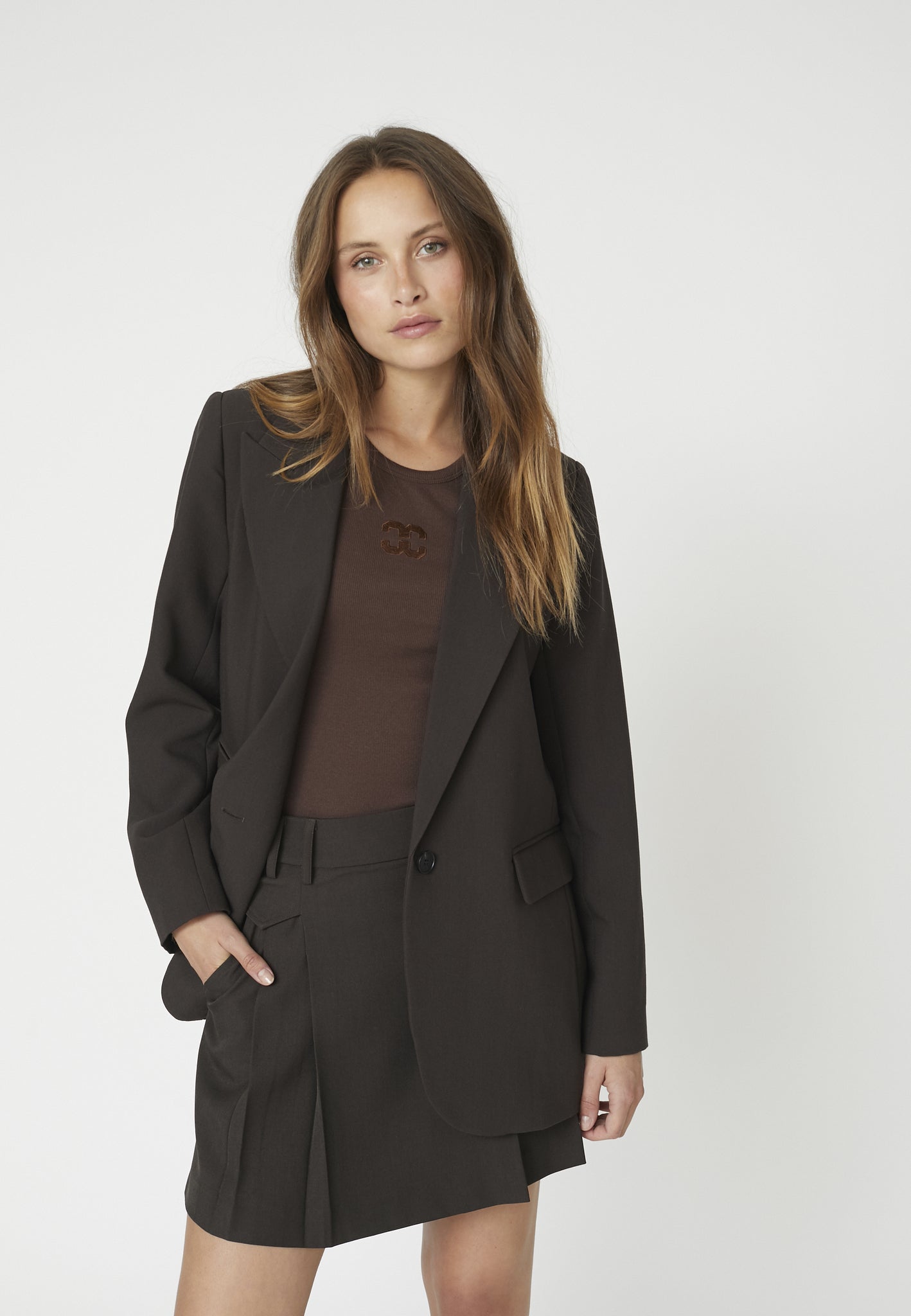 Co’Couture - VolaCC Single Oversize Blazer - Dark Brown
