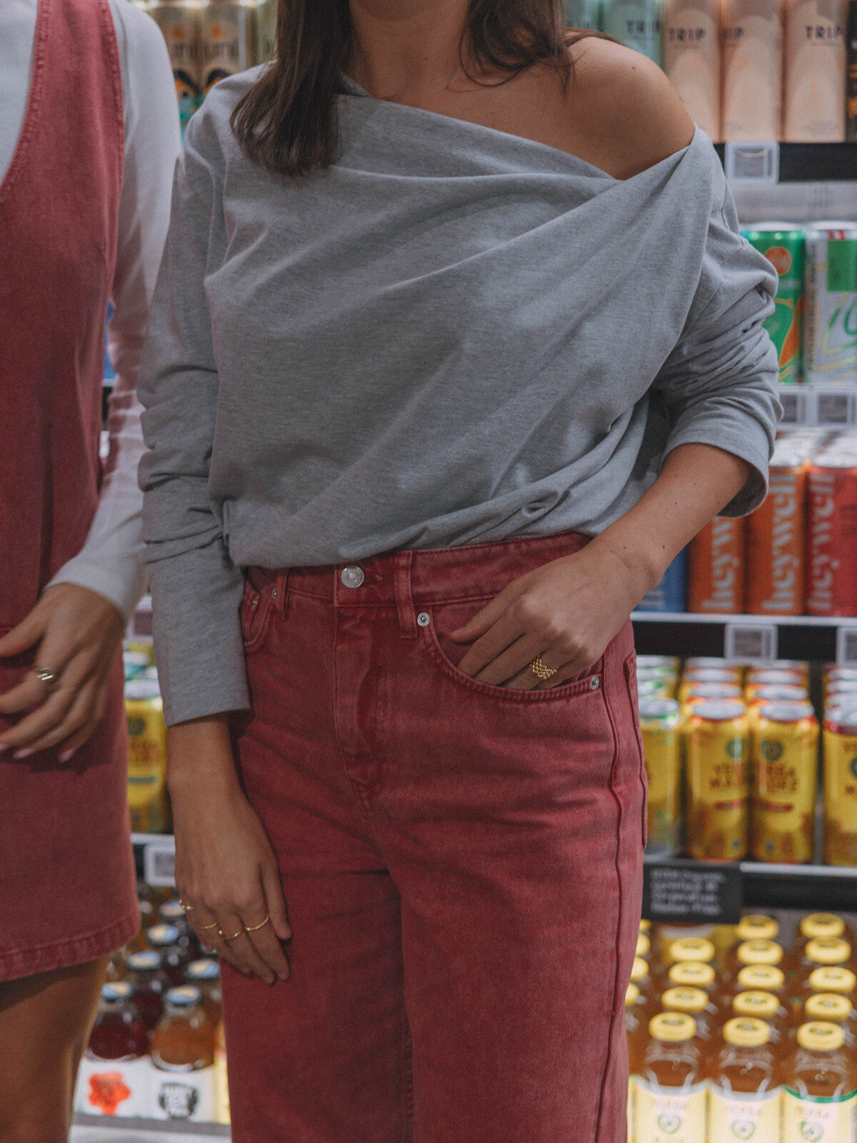Les Soeurs - off shoulder longsleeve Noxy - Grey Melange