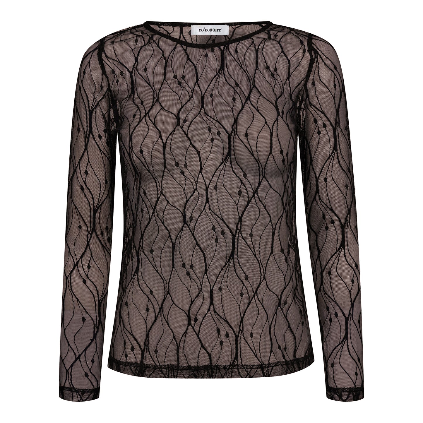 Co’Couture - MercyCC Mesh O-Blouse Dark Brown