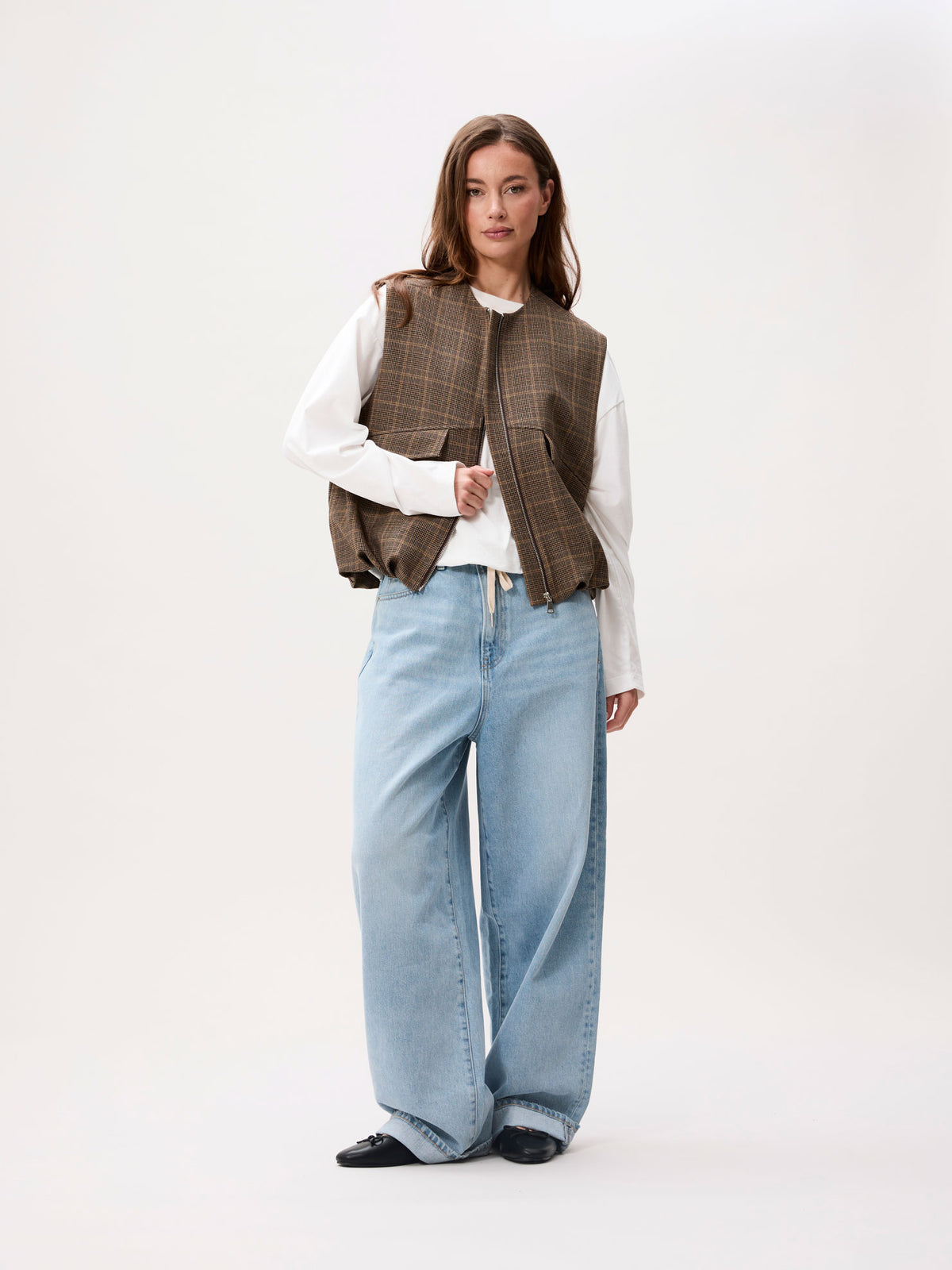 CATWALK JUNKIE. - Check bodywarmer - Caramel