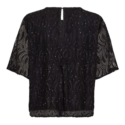 Co’Couture - EricaCC Stone Lace SS Blouse - Black