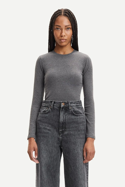 Samsøe Samsøe - ALEXA LS - Dark Grey Mel.