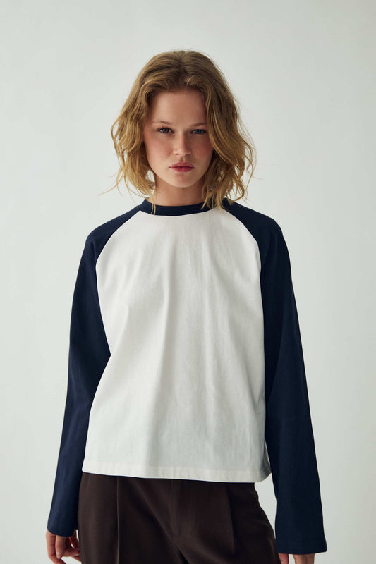 NOELLA - N-Nikkie Top - White Navy Combo