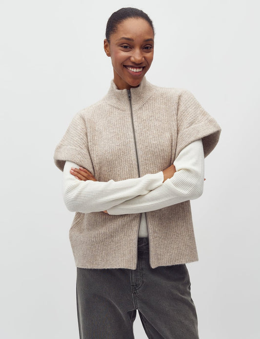 MbyM - Roselina Short-M Vest - Light Taupe Melange