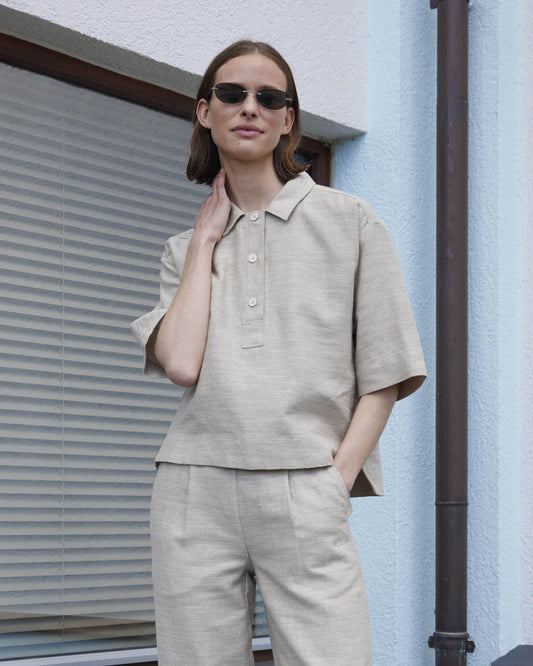 Esmé Studios - ESKaya Boxy Blouse - Brownie Mélange