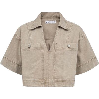 Haute L’Amitié - Drew Denim Top Khaki