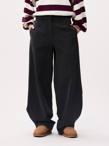 CATWALK JUNKIE. - Barrel Fit Tailored Trousers - Dark Grey Melange