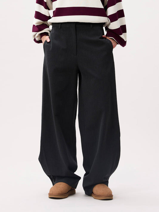 CATWALK JUNKIE. - Barrel Fit Tailored Trousers - Dark Grey Melange