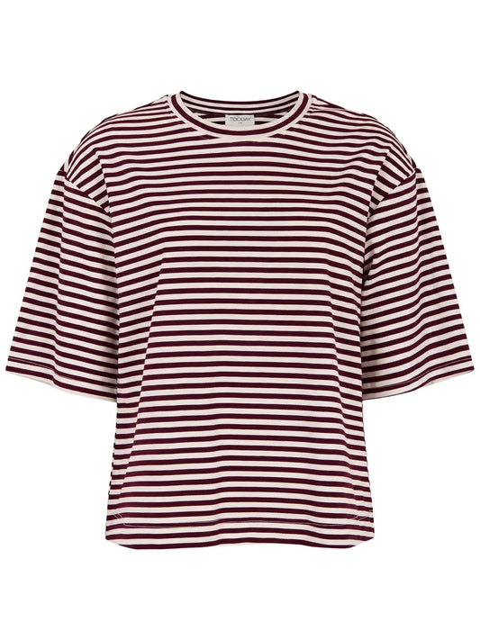 TOODAY - TDClip Striped T-Shirt - Bordeaux/White Stripe