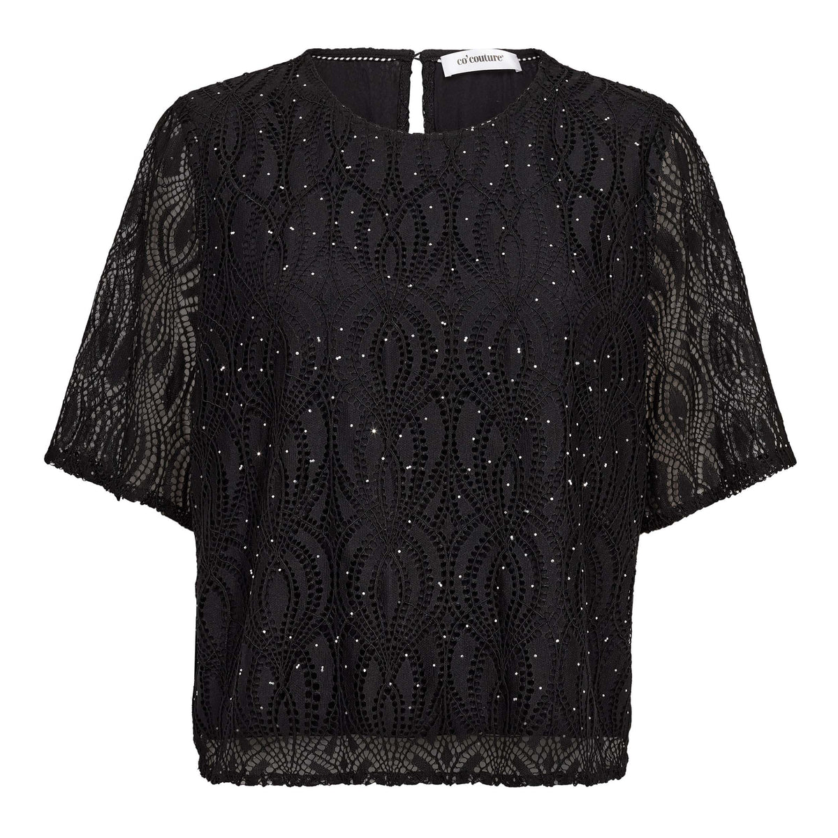 Co’Couture - EricaCC Stone Lace SS Blouse - Black