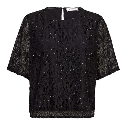 Co’Couture - EricaCC Stone Lace SS Blouse - Black