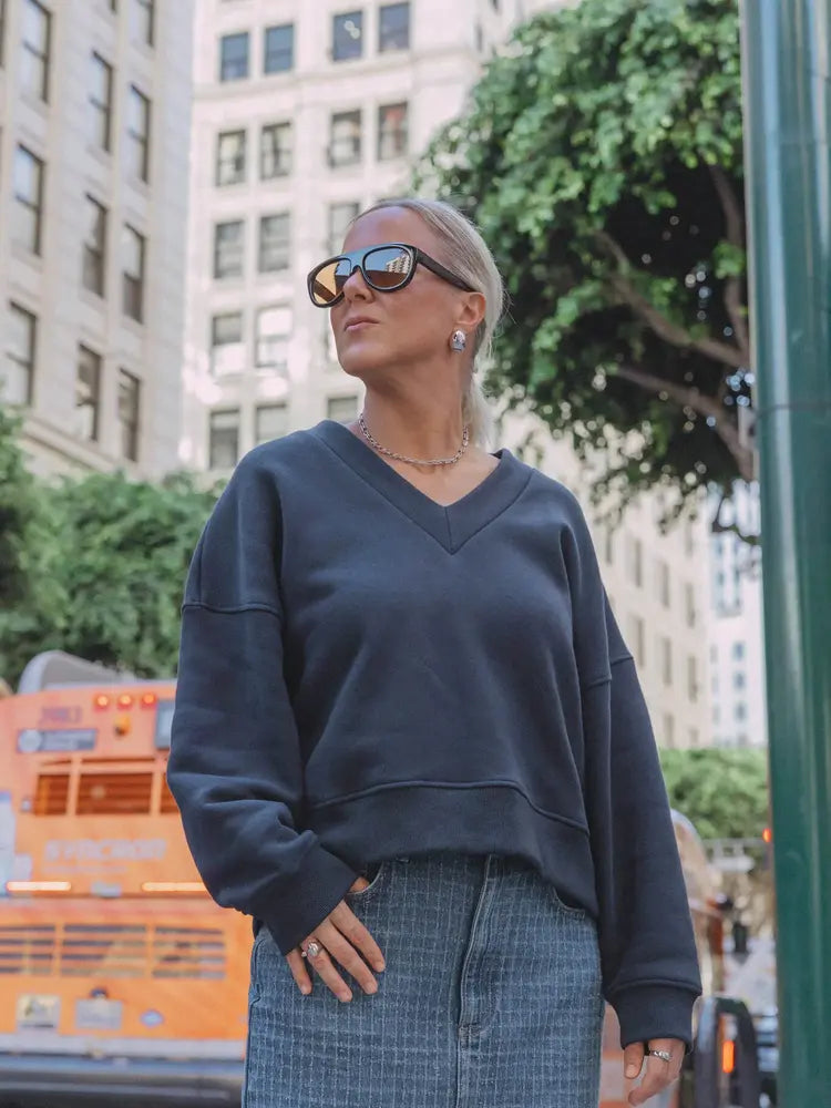 Les Soeurs - V-hals sweater Kato - Dark Blue