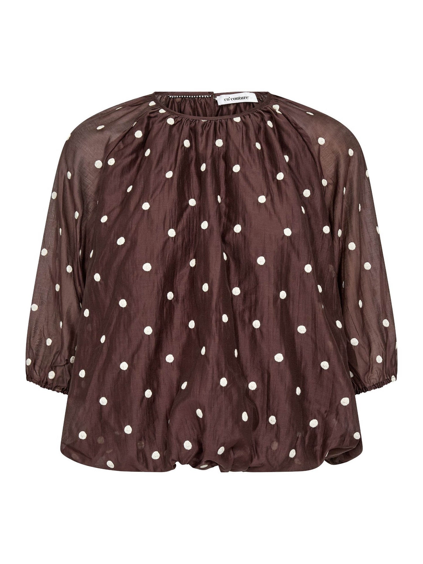 Co’Couture - DitaCC Dot Balloon Blouse - Dark Brown