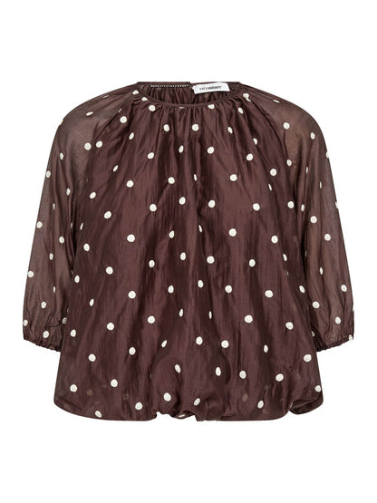 Co’Couture - DitaCC Dot Balloon Blouse - Dark Brown