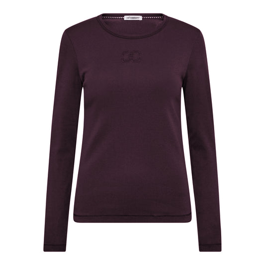 Co’Couture - Grannycc Embroidery LS Tee Plum