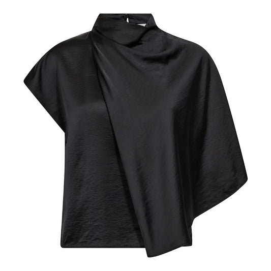 Co’Couture - IdunCC Cape SS Blouse - Black