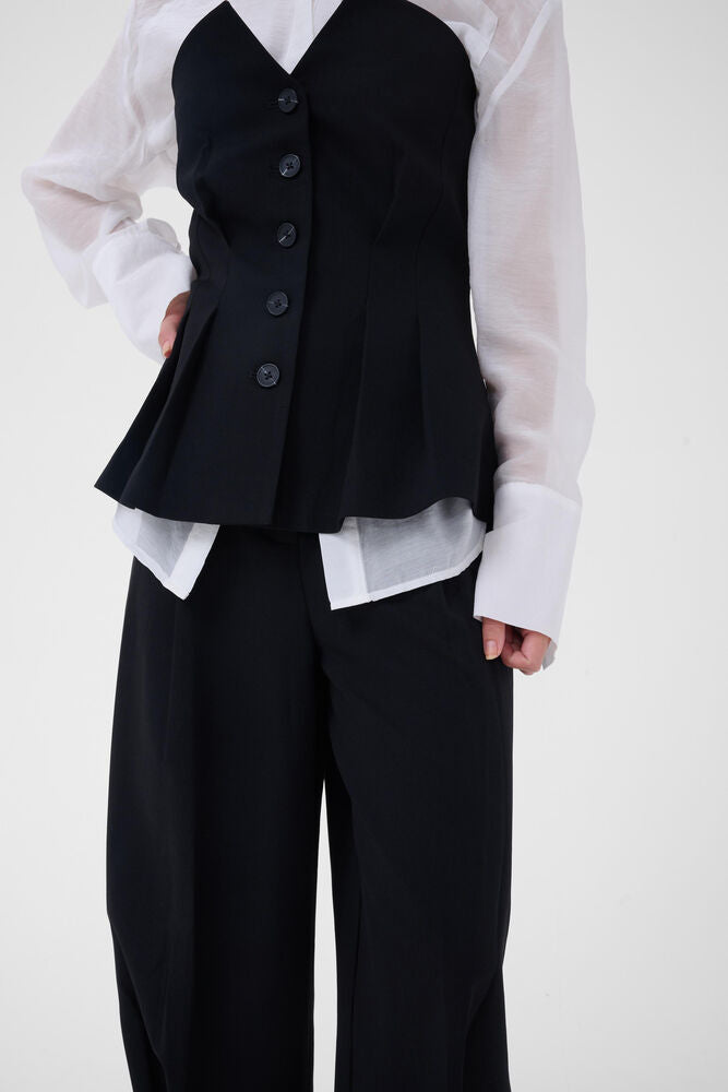 My Essential Wardrobe - MWEvelina Barrel Pants - Black (Long)