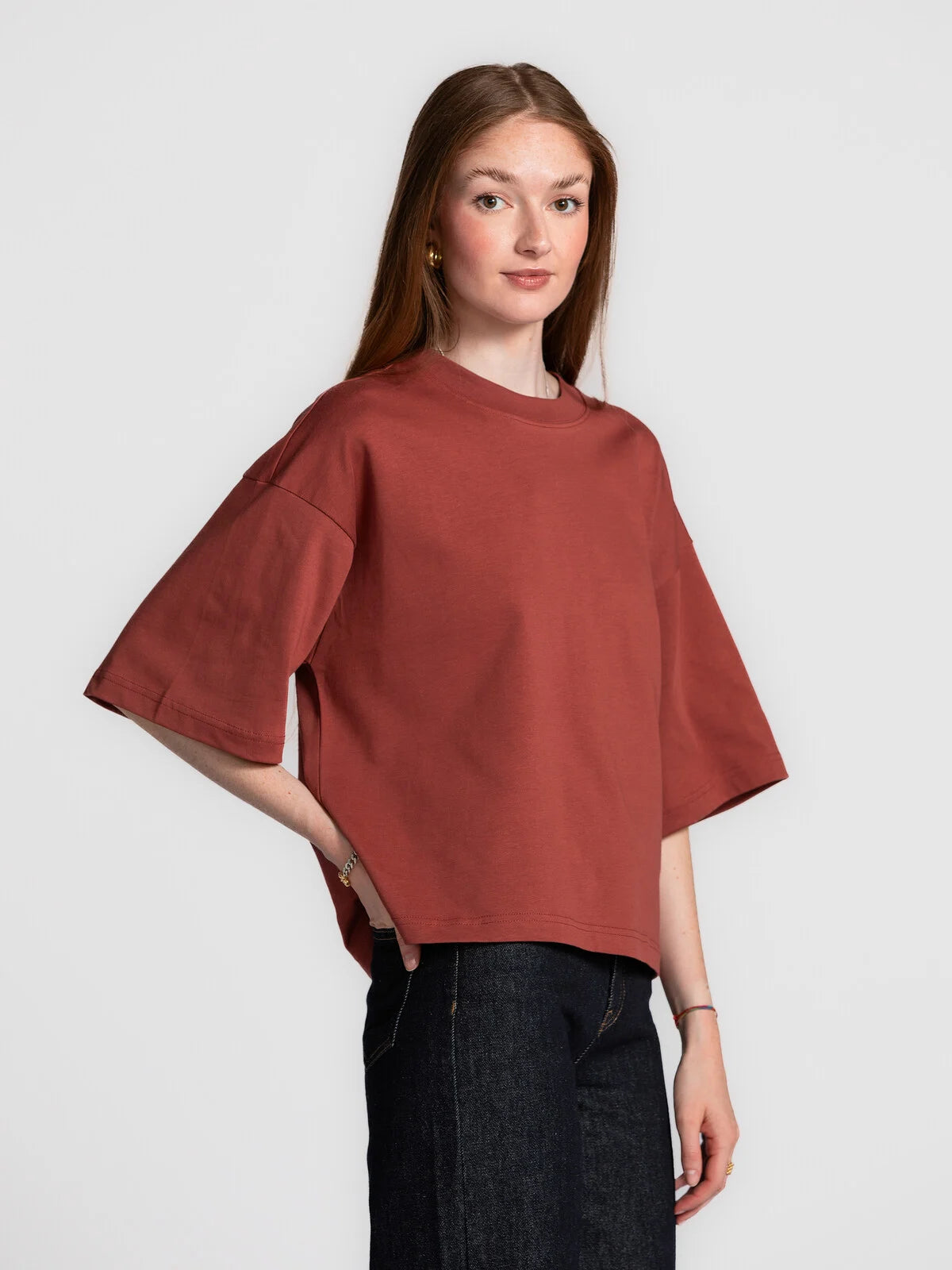 Les Soeurs - Boxy T-Shirt Tiara - Bordeaux