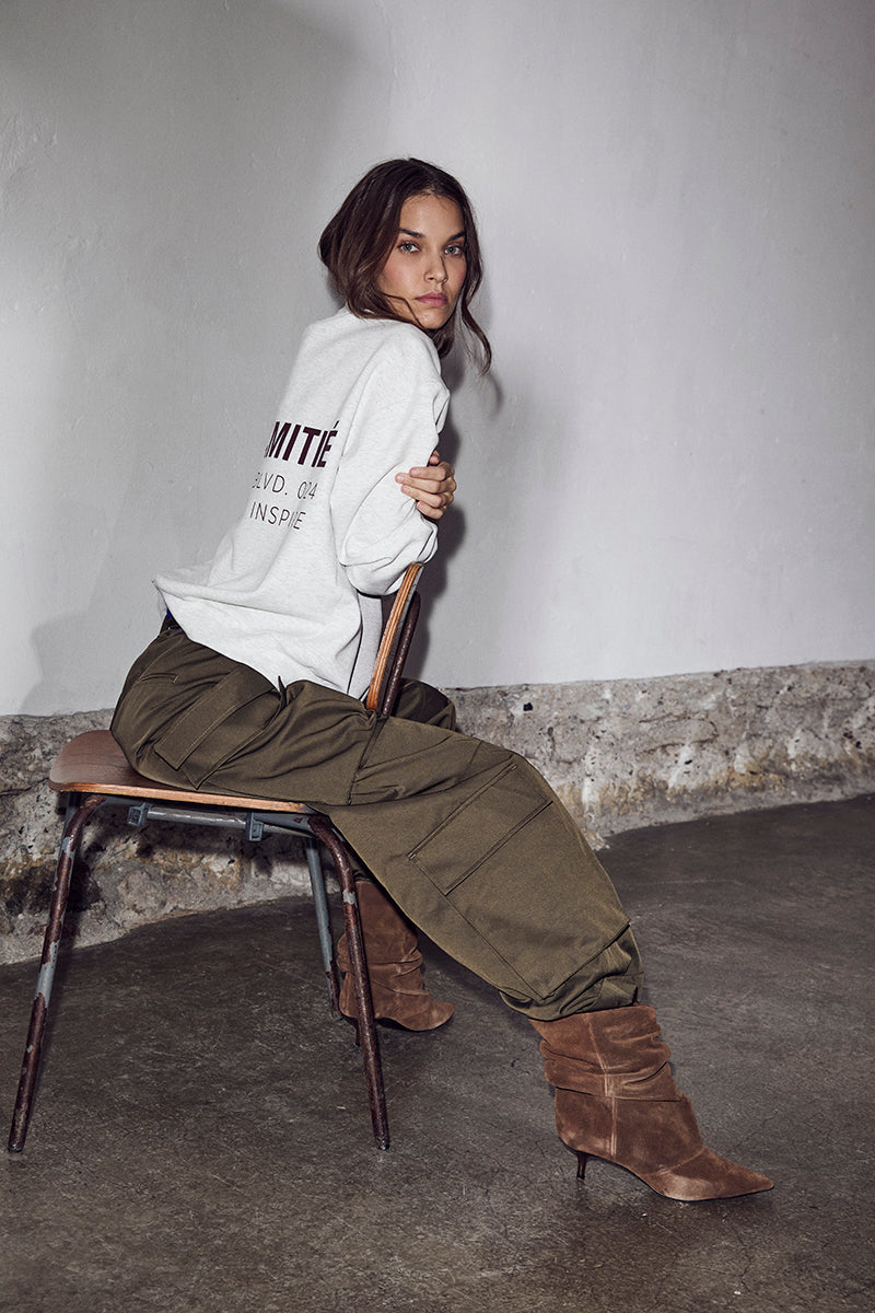 Haute L’Amitié -  Back Print Studio Sweat - Pearl Melange