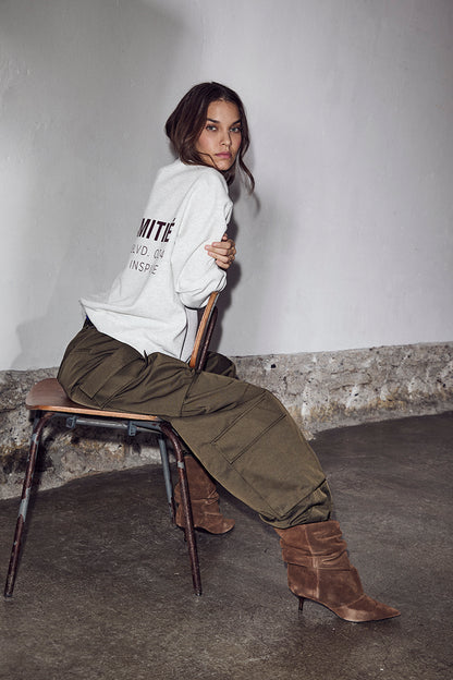 Haute L’Amitié -  Back Print Studio Sweat - Pearl Melange