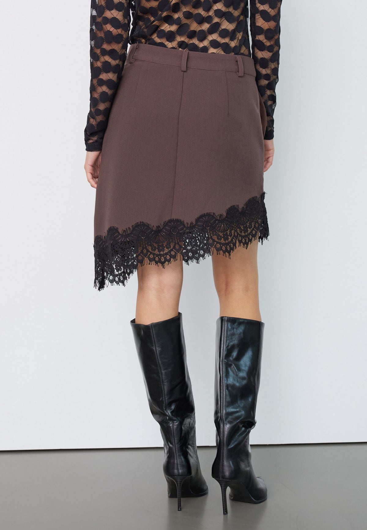 Co'Couture - AcileCC Lace Skirt Brown