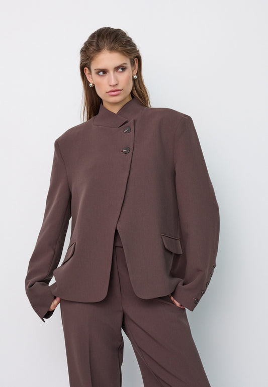 Co'Couture - AcileCC High Collar Blazer Brown